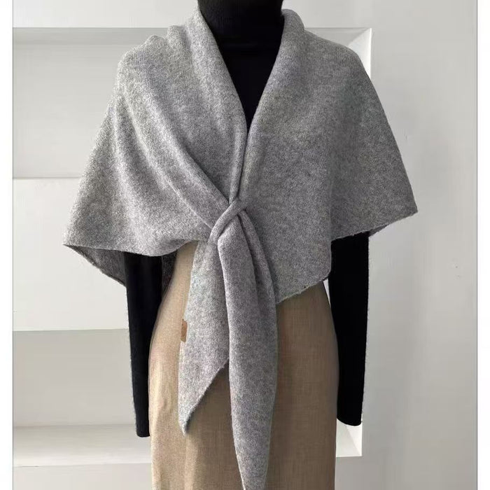 Plushridge Wool Knit Triangle Shawl That Ties at the Front