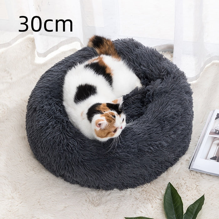 Plushridge Round Plush Cat Bed – Warm Donut Bed, 12 to 39 in