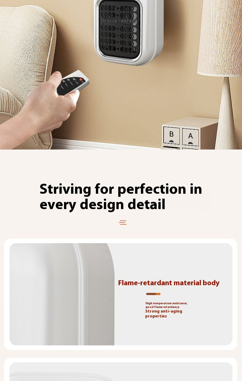 White plug-in wall heater with remote control