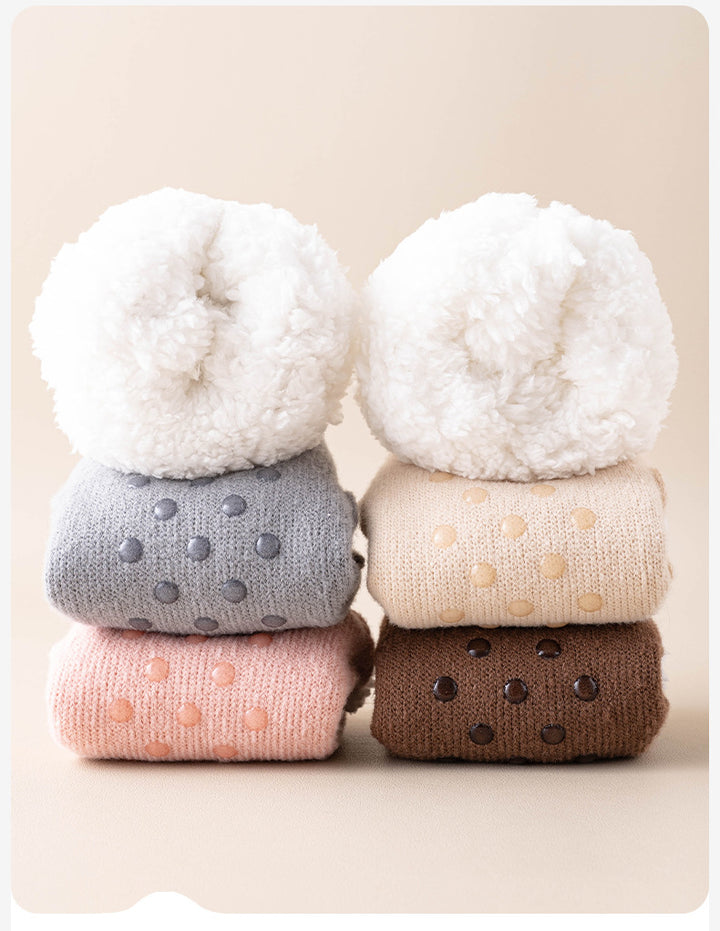 Plush-lined slipper socks with grip dots