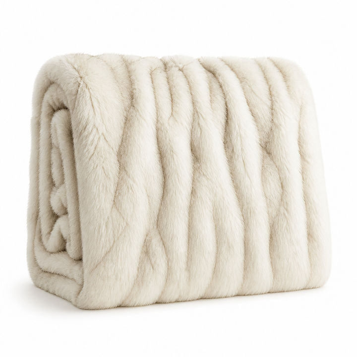 Fluffy Faux Fur Throw Blanket with Reinforced Edges