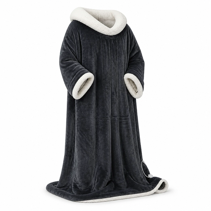 Heated Wearable Fleece Blanket with Sleeves, 50 x 70 in – Plushridge