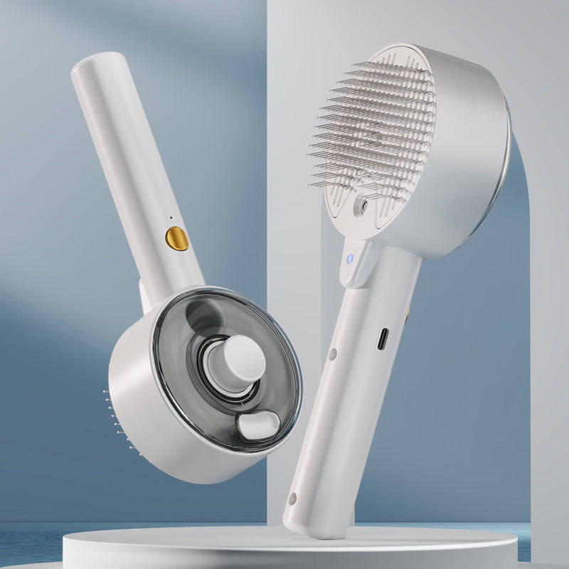 Spray grooming brush with mist for cats