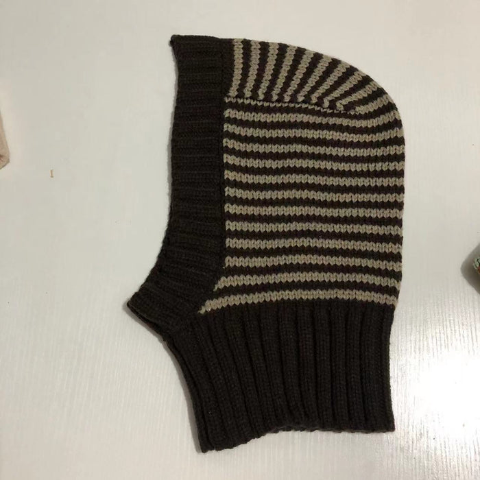 Plushridge Striped Knit Balaclava Hood for Head and Neck