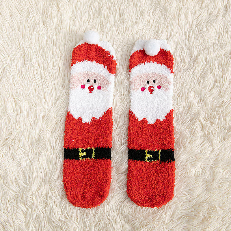 Kids fluffy Christmas reindeer socks