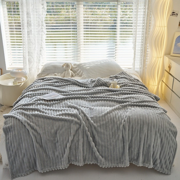 Plushridge Ribbed Faux Rabbit Fur Blanket, Anti-Static