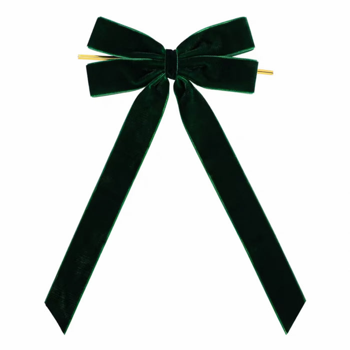 Plushridge Velvet Christmas Bow with Long Tails and Gold Cord