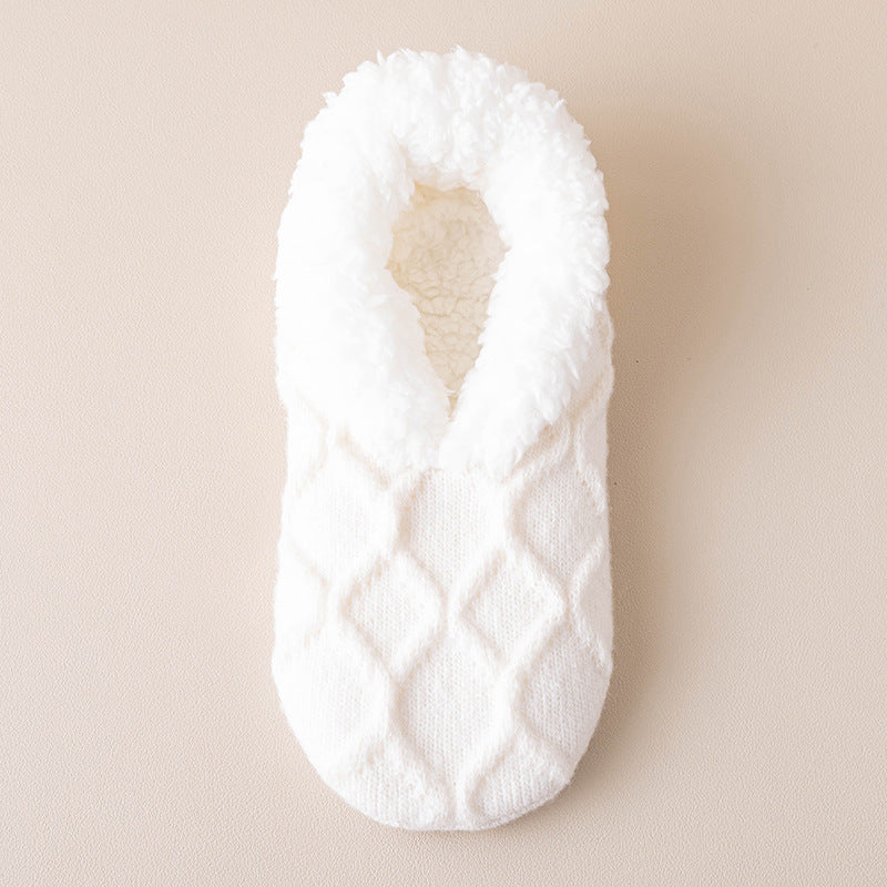 Plush-lined slipper socks with grip dots