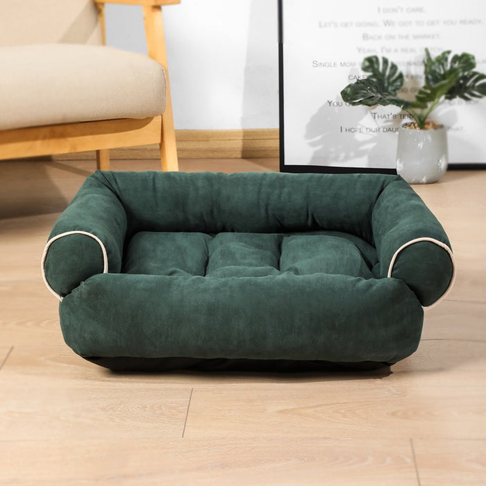 Plushridge Sofa-Style Pet Bed with Bolster Armrests