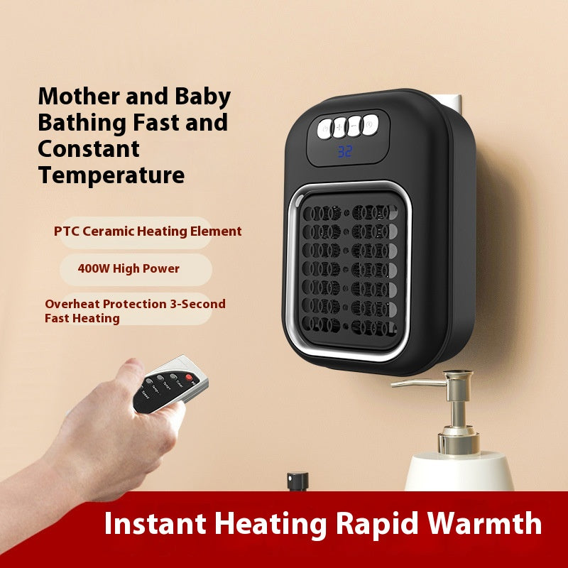 White plug-in wall heater with remote control