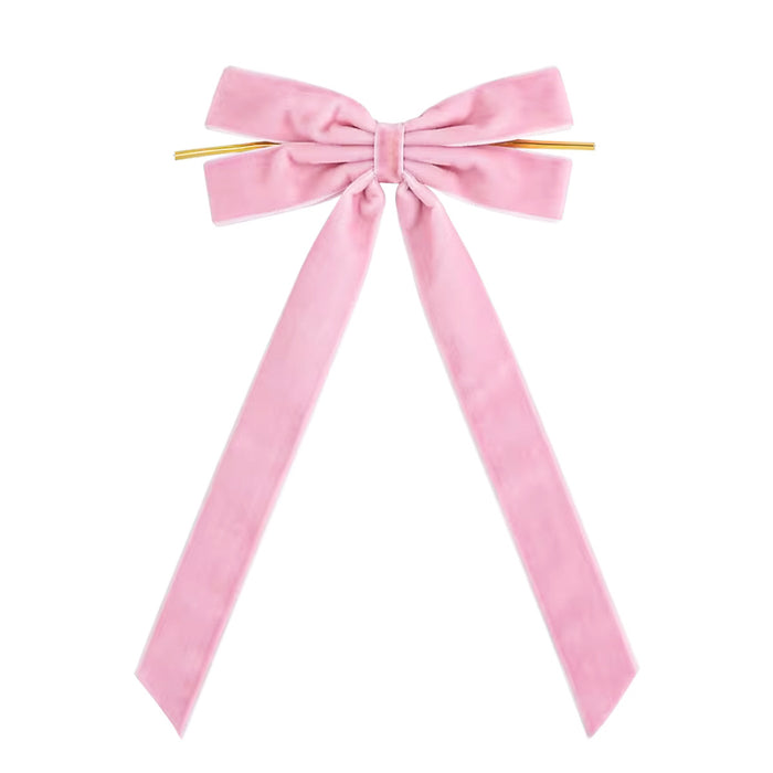Plushridge Velvet Christmas Bow with Long Tails and Gold Cord