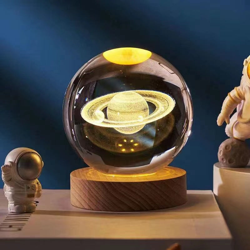 3D Crystal Ball Night Light, Solar System Inner Carving