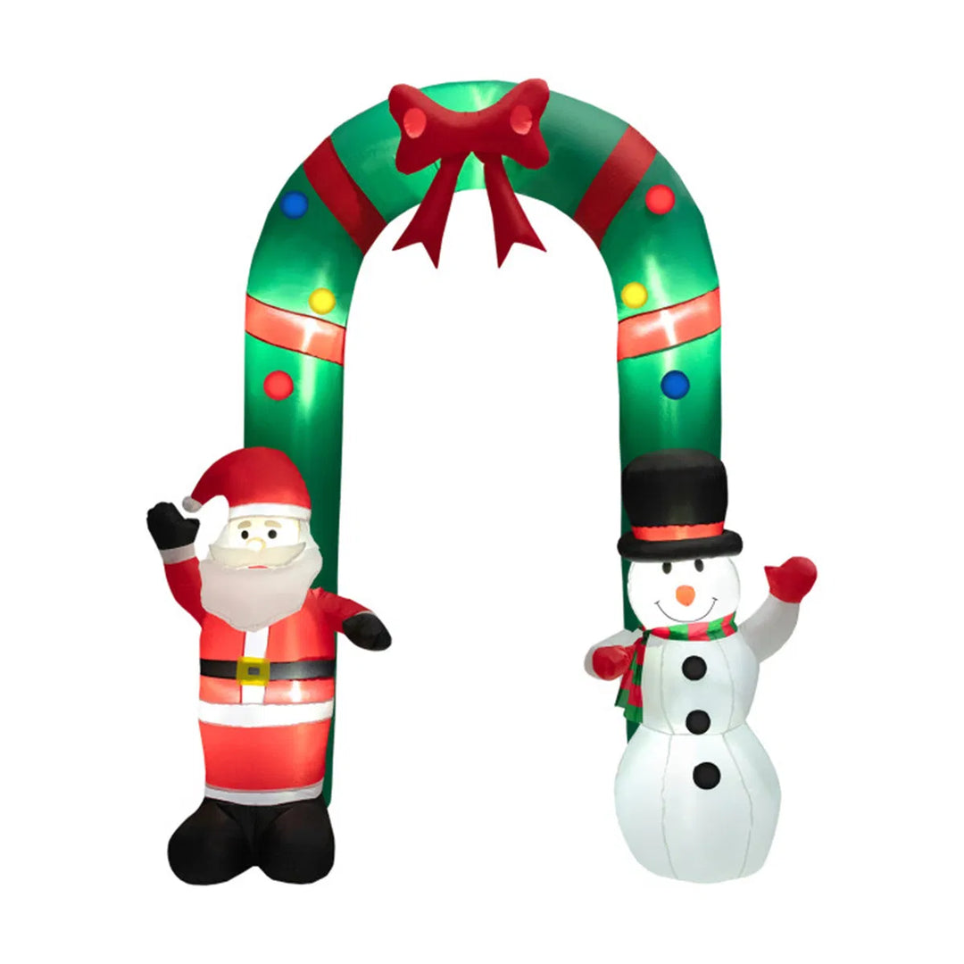 Inflatable Christmas arch with Santa snowman