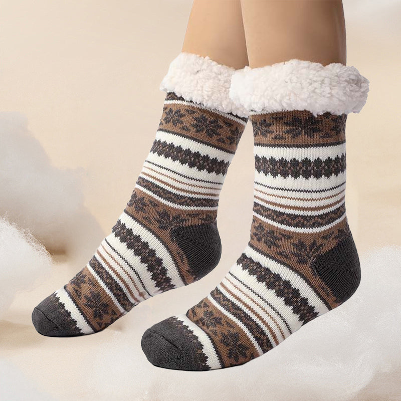 Ultra-Thick Snowflake Slipper Socks with Silicone Grippers