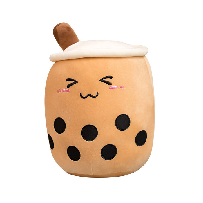 Plushridge Boba Tea Plush Pillow with Embroidered Face