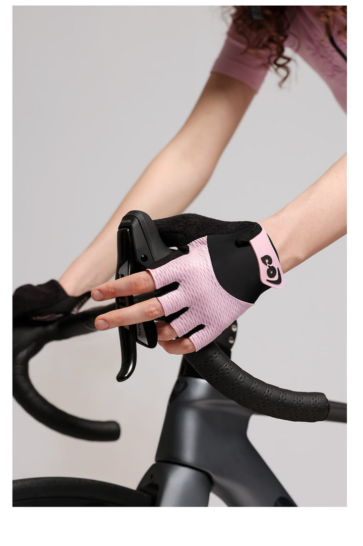 Black half-finger cycling gloves with padded palm