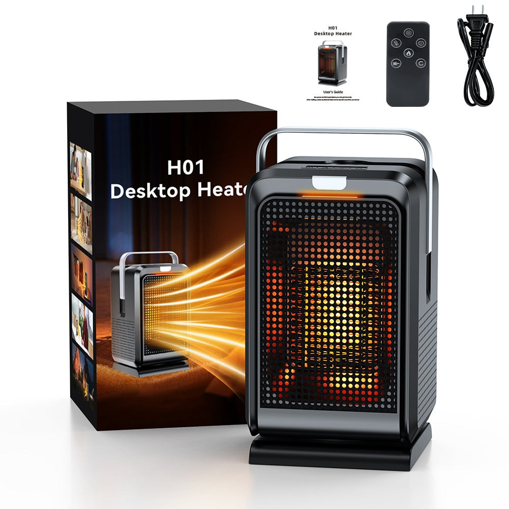 Oscillating desk space heater with remote