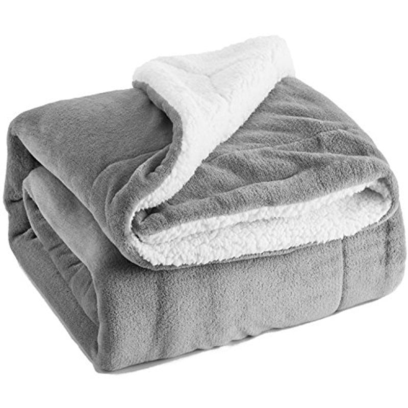 Sherpa Lamb Fleece Blanket, Flannel Throw in 4 Colors