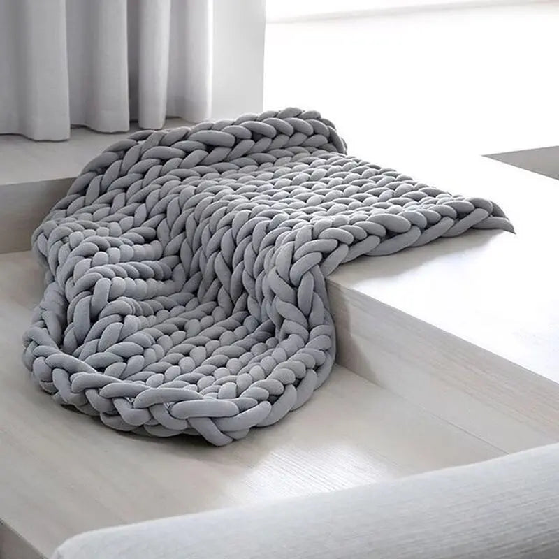 Chunky Knit Throw Handmade Weighted Blanket - SUPER COZY &amp; CALMING BLANKET