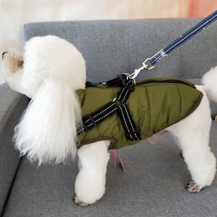 Plushridge Waterproof Padded Dog Coat with Built-In Harness