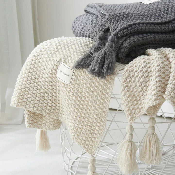 Handwoven Wool Blanket with Fringe