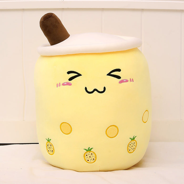 Plushridge Boba Tea Plush Pillow with Embroidered Face