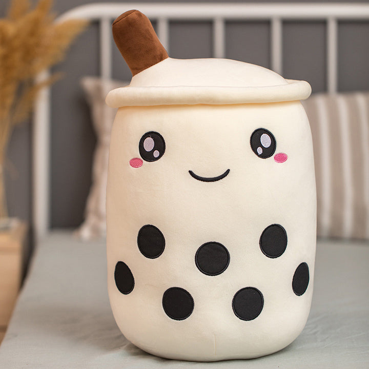 Brown boba tea plush pillow