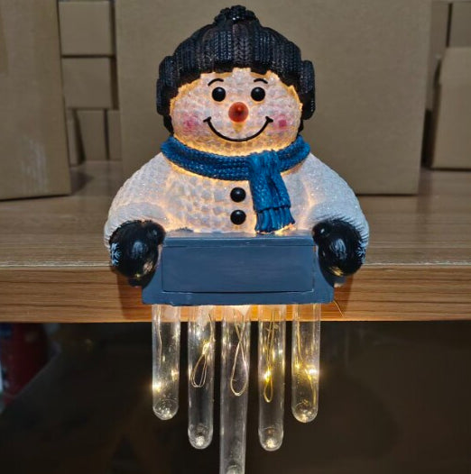 Plushridge Snowman Icicle Light for Ledge or Windowsill, Battery
