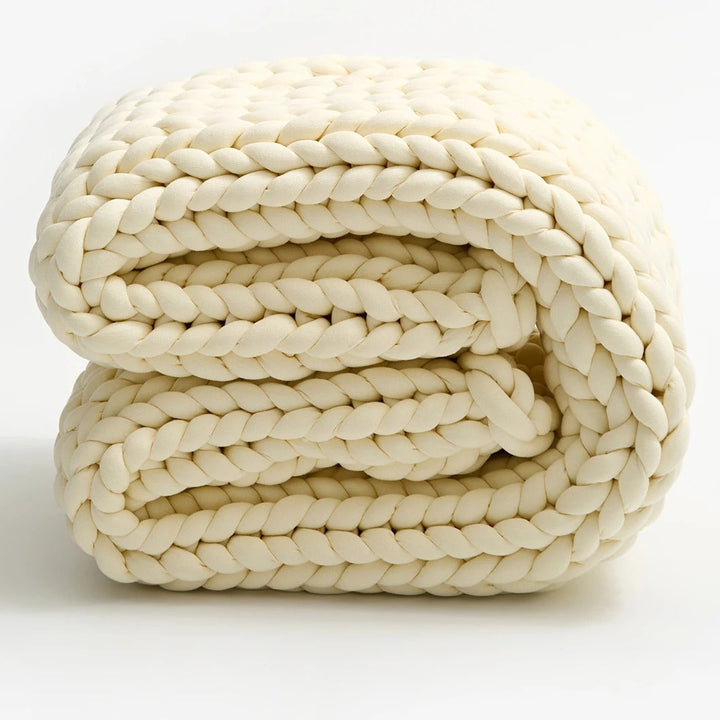 Chunky Knit Throw Handmade Weighted Blanket - SUPER COZY &amp; CALMING BLANKET
