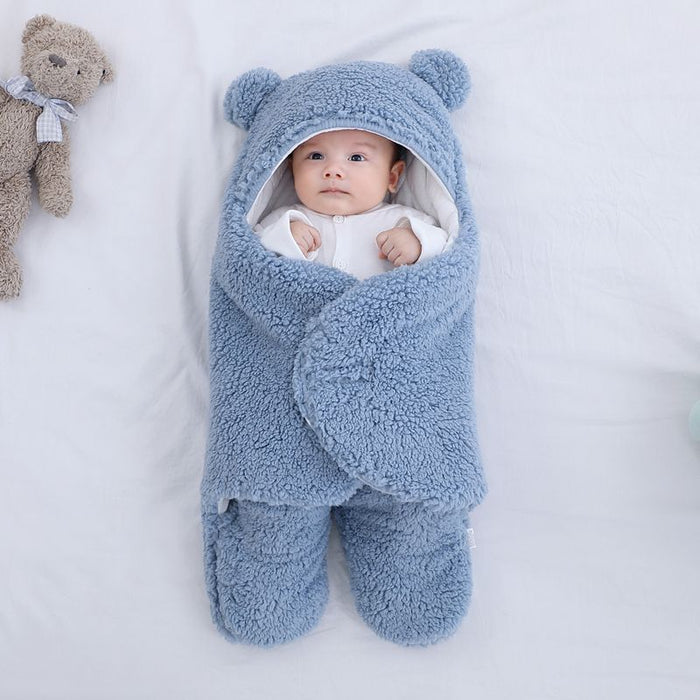 Plushridge Bear Ear Baby Wrap with Plush Hood and Cotton Lining