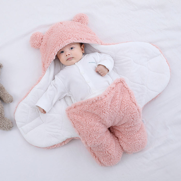 Plushridge Bear Ear Baby Wrap with Plush Hood and Cotton Lining