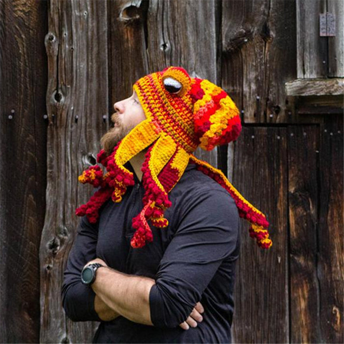 Plushridge Hand-Crocheted Octopus Hat with Curly Tentacles