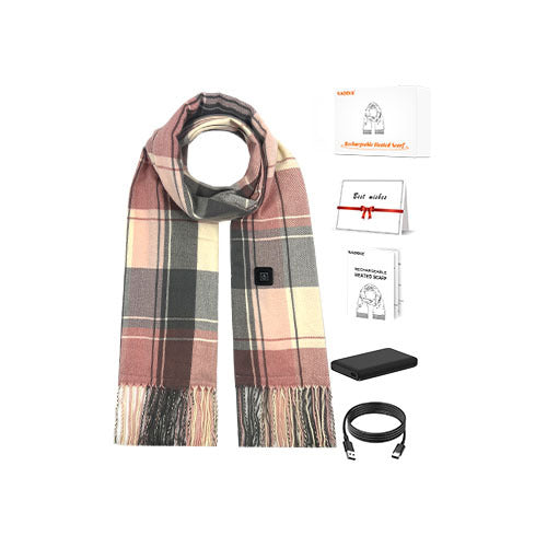 Plushridge Heated Plaid Scarf with Power Bank and Removable Heat Pad