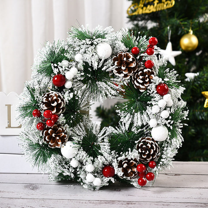 Artificial Pinecone Christmas Wreath With Red Berries