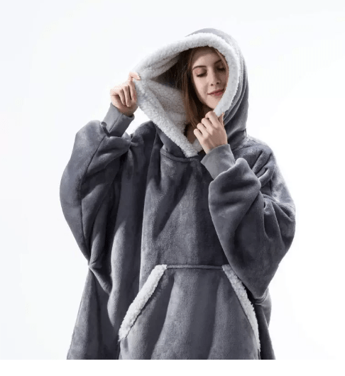Oversized Fleece Hoodie Blanket with Extra-Large Hood