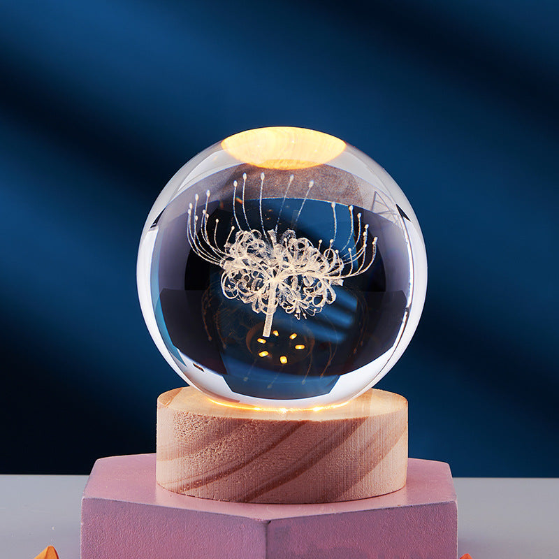 3D Crystal Ball Night Light, Solar System Inner Carving
