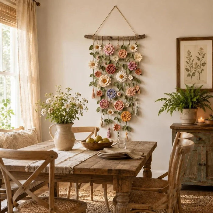 Plushridge Boho Flower Wall Hanging on a Wooden Branch