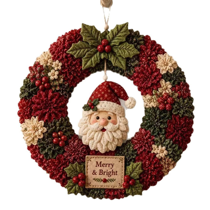 DIY fabric Christmas wreath with Santa figure