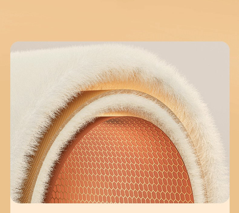 Heated plush pouch unfolded as lap blanket