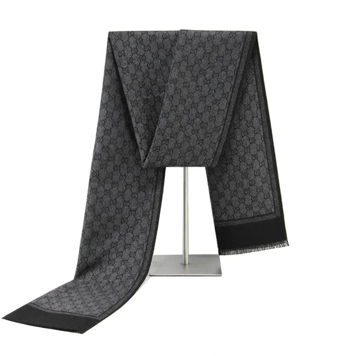 Plushridge™ Cashmere-Feel Winter Scarf with Letter Print and Fringe Trim