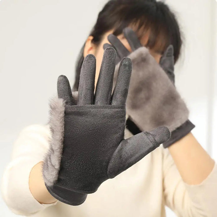 Plushridge™ Suede Touchscreen Winter Gloves with Soft Faux Fur Trim