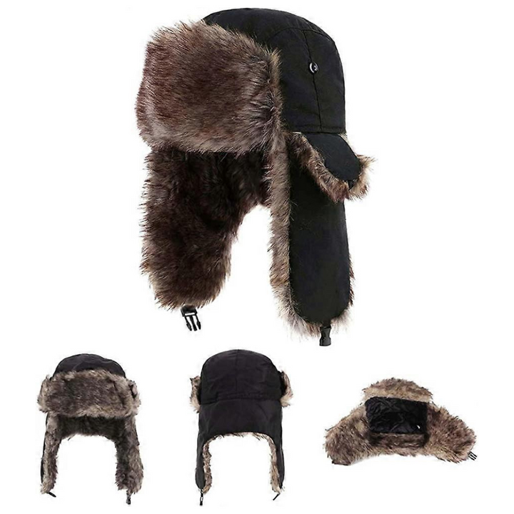 Faux Fur Aviator Trapper Hat with Warm Earflaps