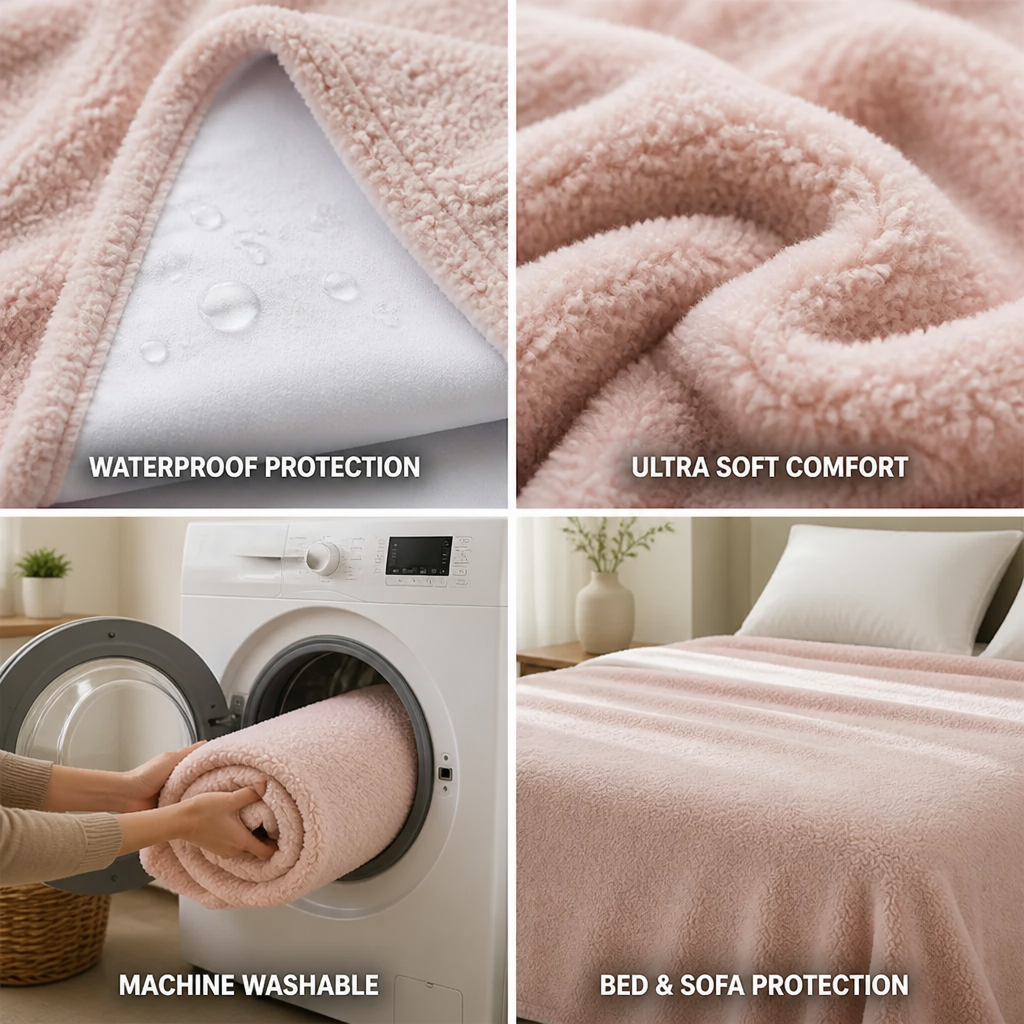 Waterproof Plush Microfiber Blanket for Bed and Couch