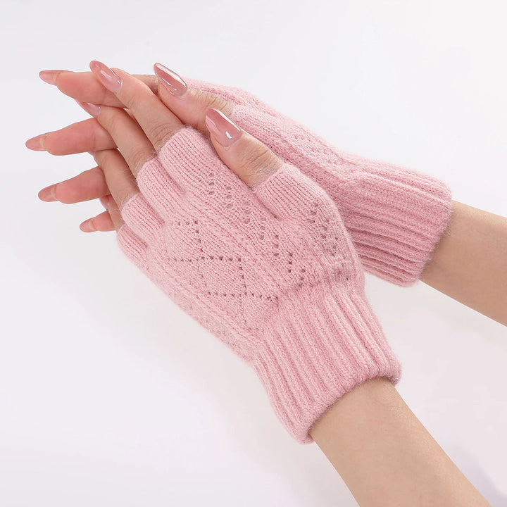 Soft Knit Fingerless Gloves with Snug Ribbed Cuffs