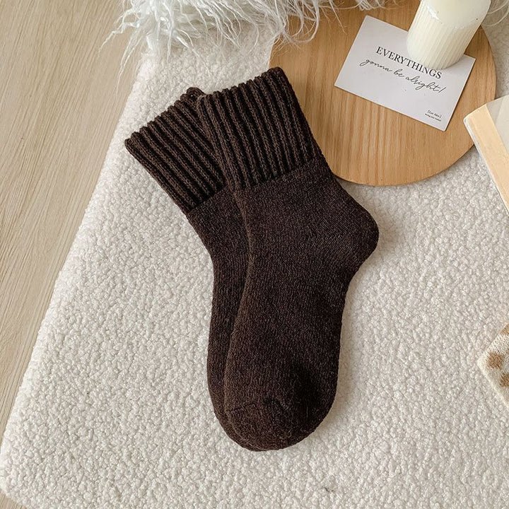 Thick terry plush mid-calf winter socks