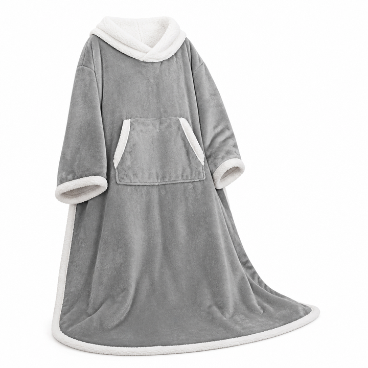 Sherpa Wearable Blanket with Sleeves and a Cozy Foot Pocket