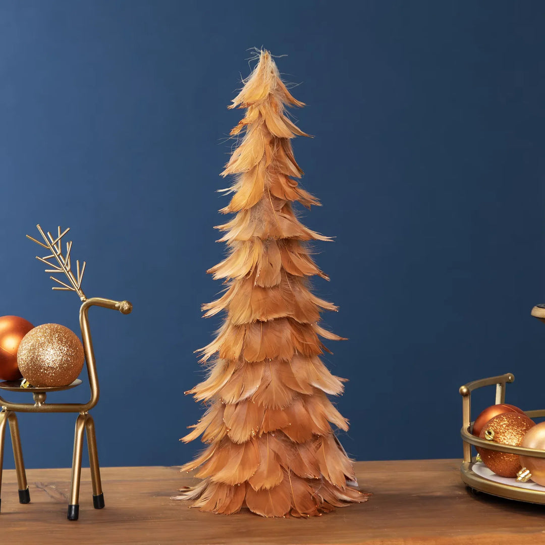 Rust orange feather cone Christmas tree