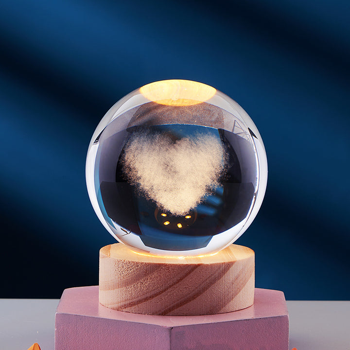 3D Crystal Ball Night Light, Solar System Inner Carving