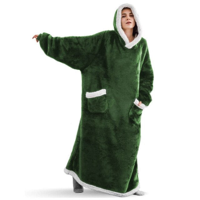 Plushridge™ Extra-Long Hooded Snuggle Blanket with Sleeves – Unisex