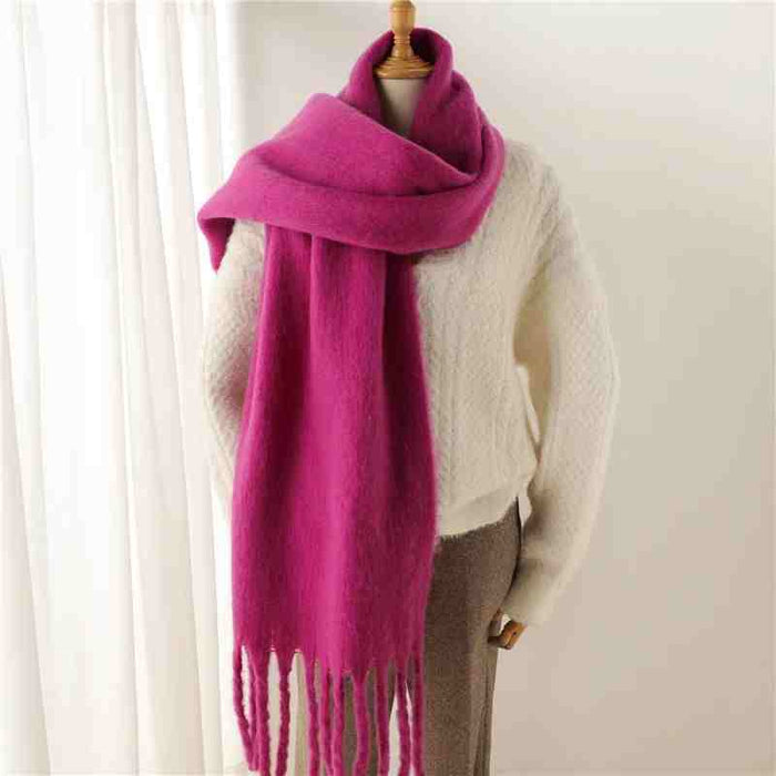 Plushridge Fluffy Winter Scarf with Chunky Tassels in 19 Colors